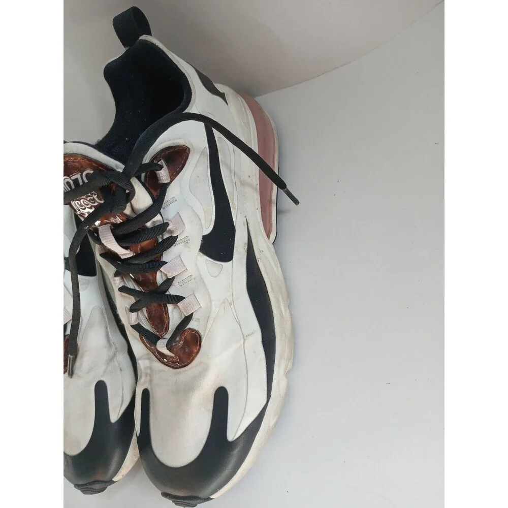 Nike Air Max 270 React Men’s Sneakers White Black Brown Size 8 Athletic Shoes